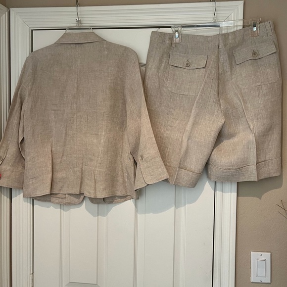 Tan Linen Short Set - Picture 5 of 6